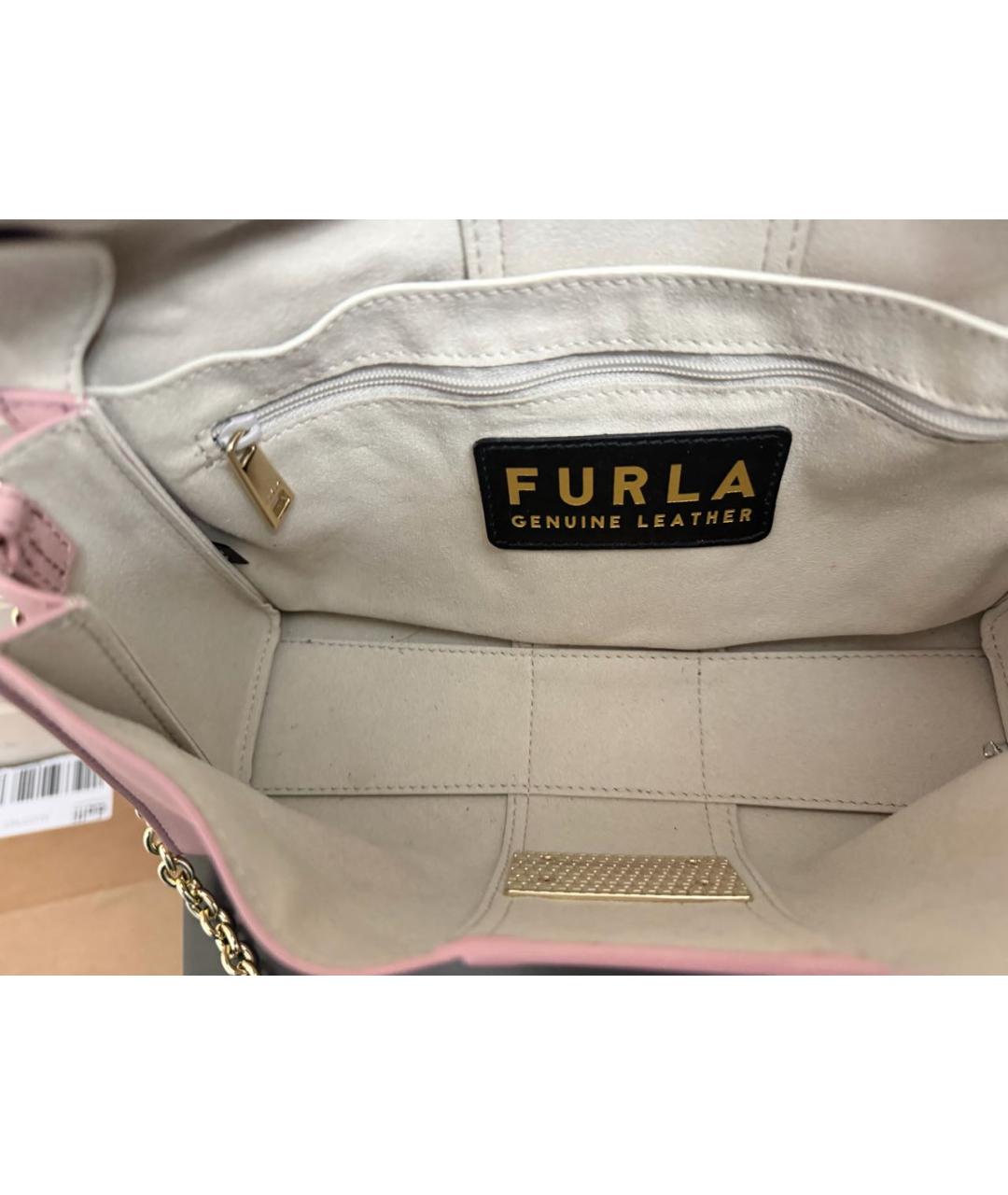 FURLA Розовая кожаная сумка с короткими ручками, фото 4