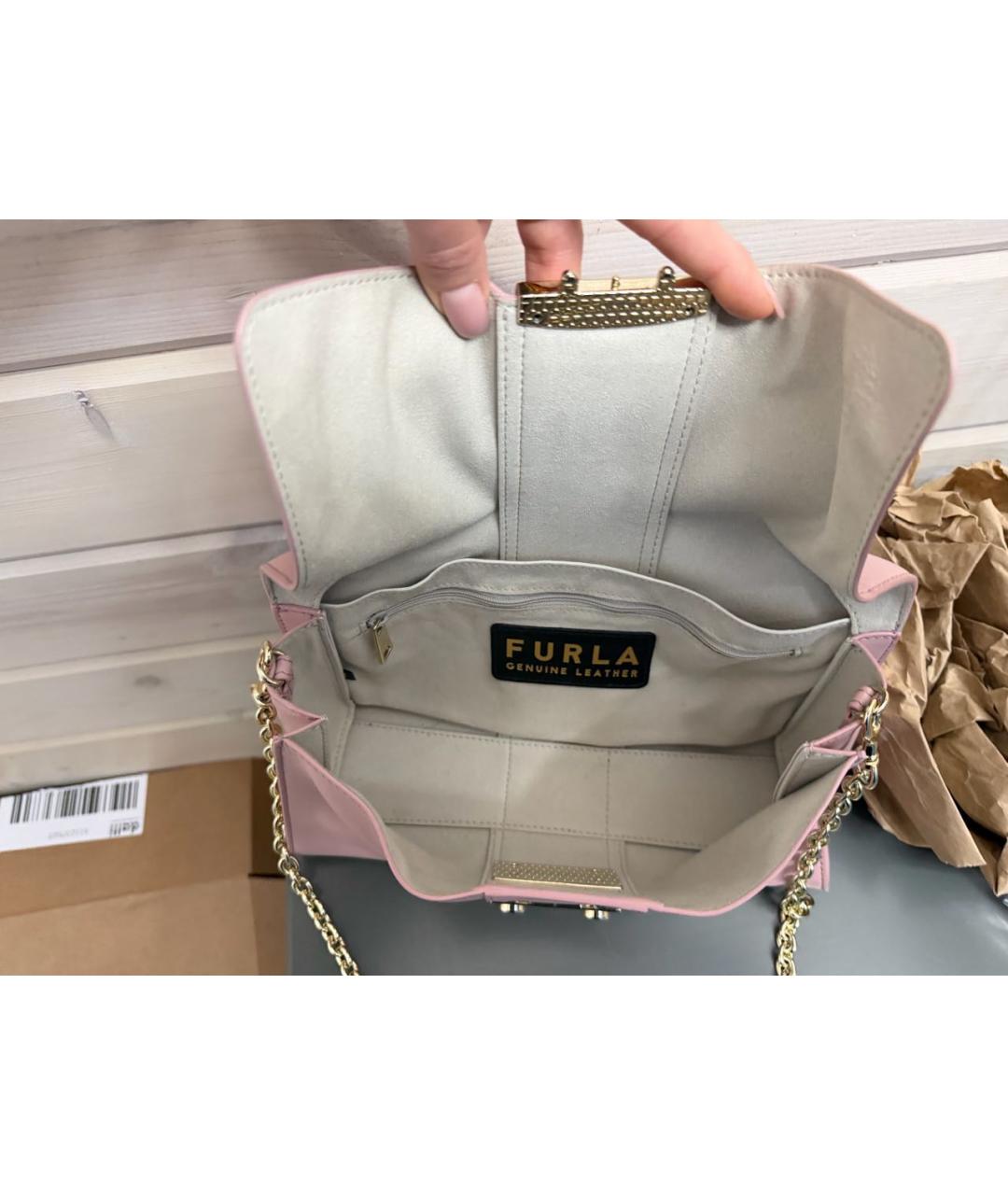 FURLA Розовая кожаная сумка с короткими ручками, фото 3