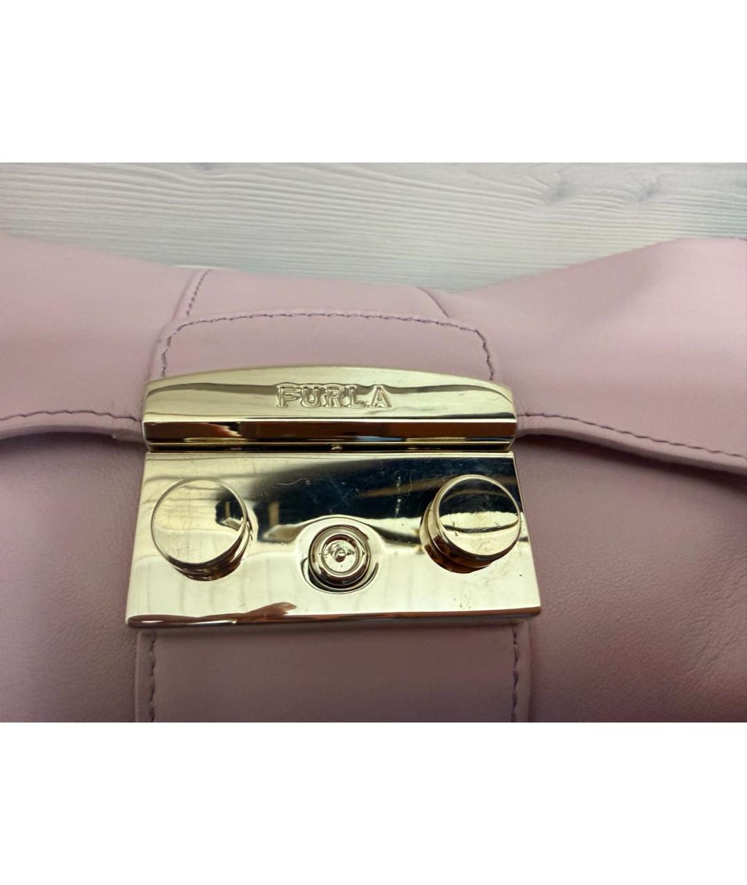 FURLA Розовая кожаная сумка с короткими ручками, фото 5