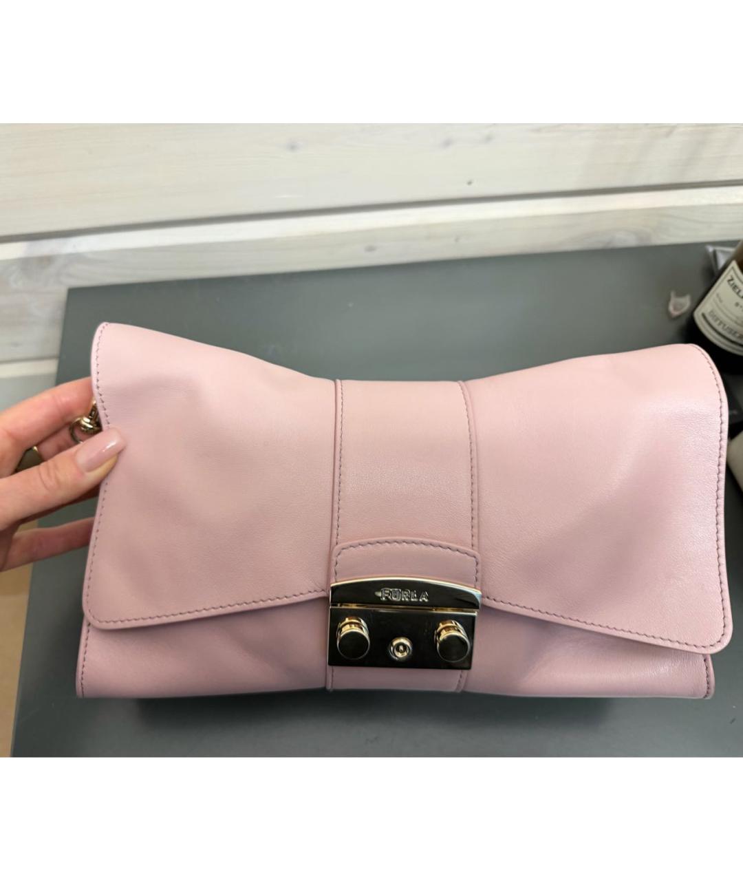 FURLA Розовая кожаная сумка с короткими ручками, фото 9