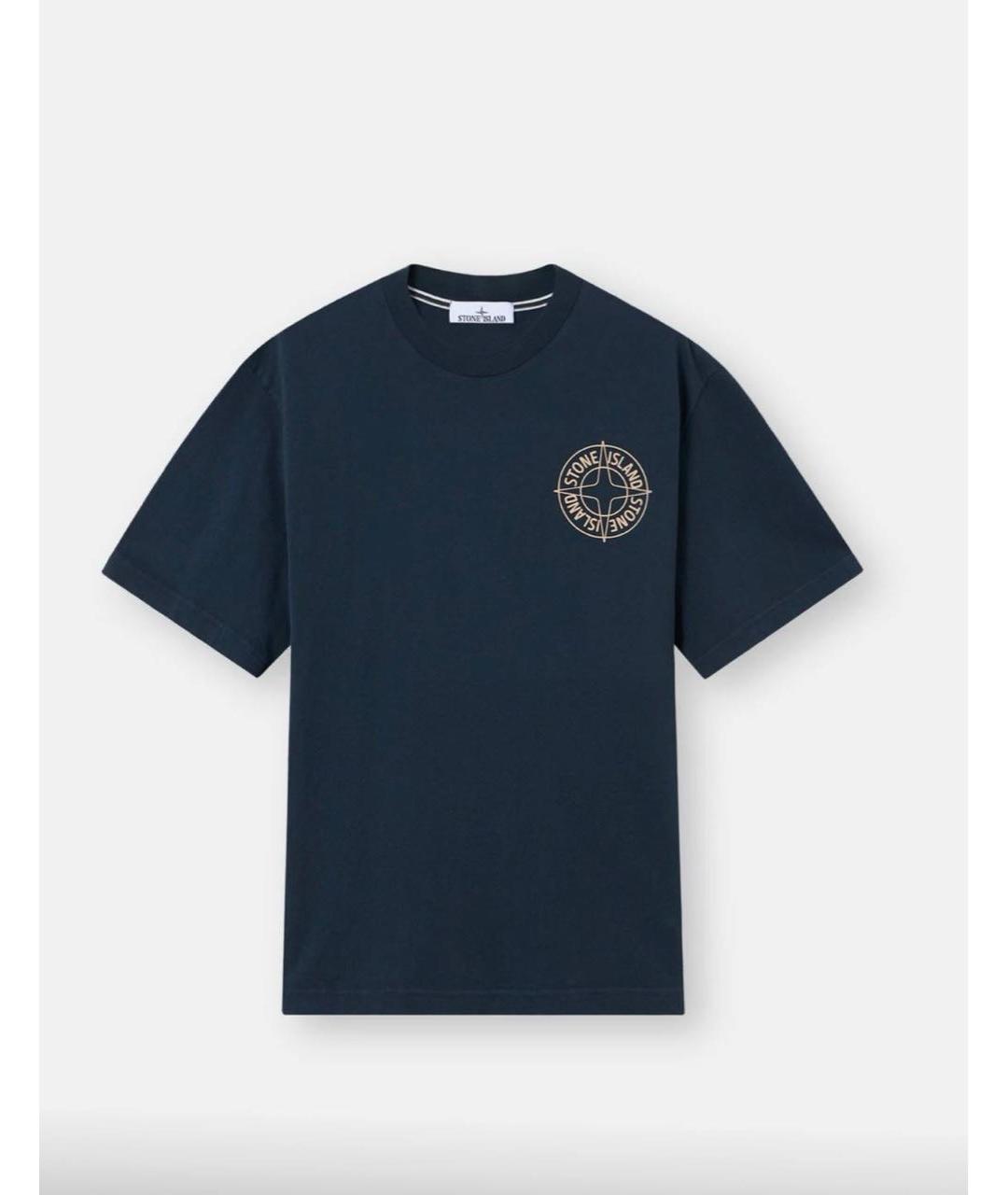STONE ISLAND Темно-синяя хлопковая футболка, фото 7