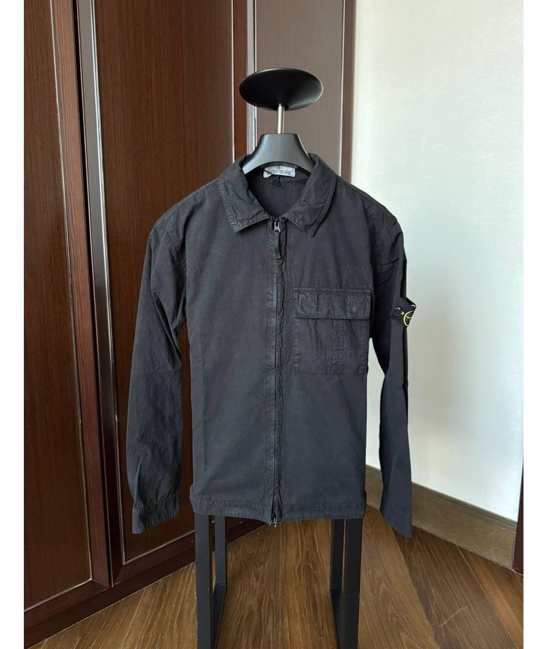 STONE ISLAND Черная хлопковая куртка, фото 3