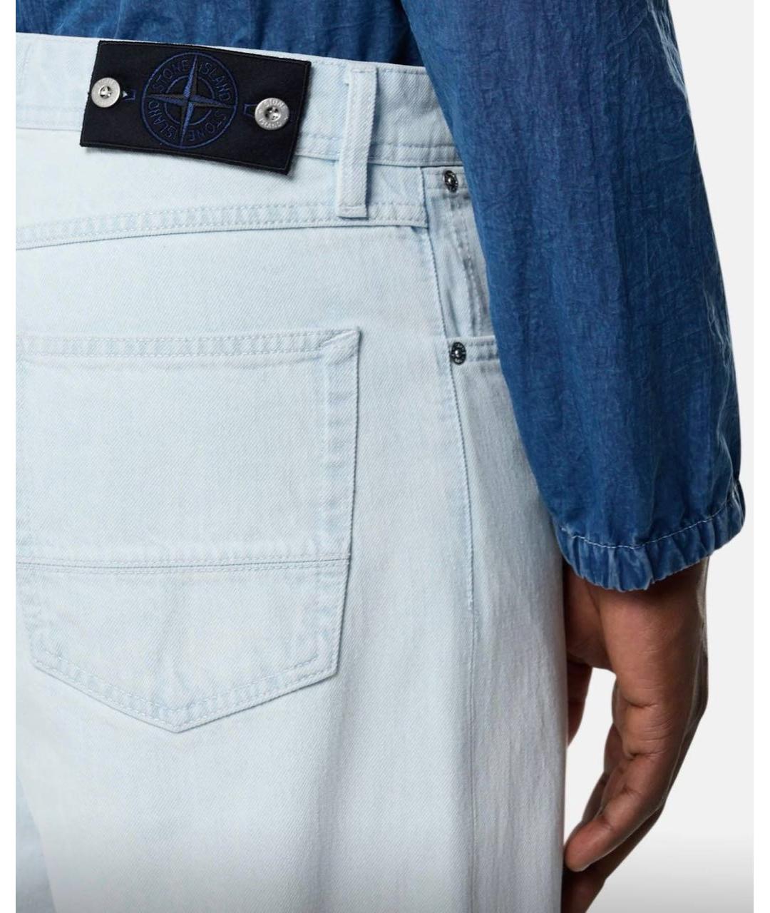 STONE ISLAND Синие хлопковые прямые джинсы, фото 5