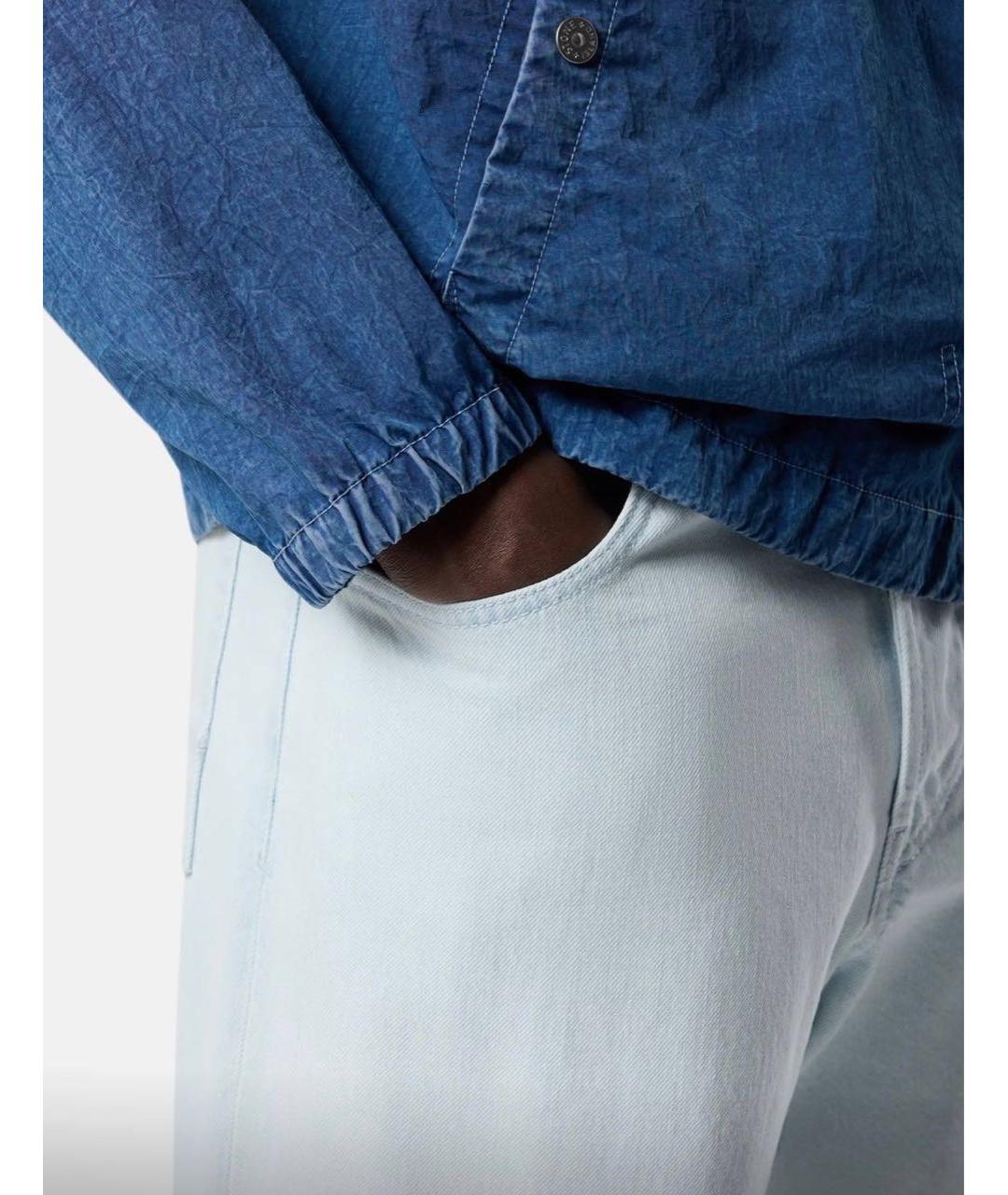 STONE ISLAND Синие хлопковые прямые джинсы, фото 4