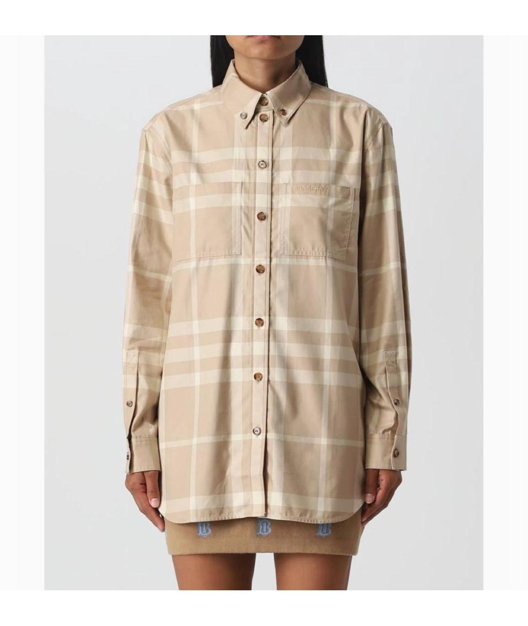 BURBERRY Бежевая хлопковая рубашка, фото 2