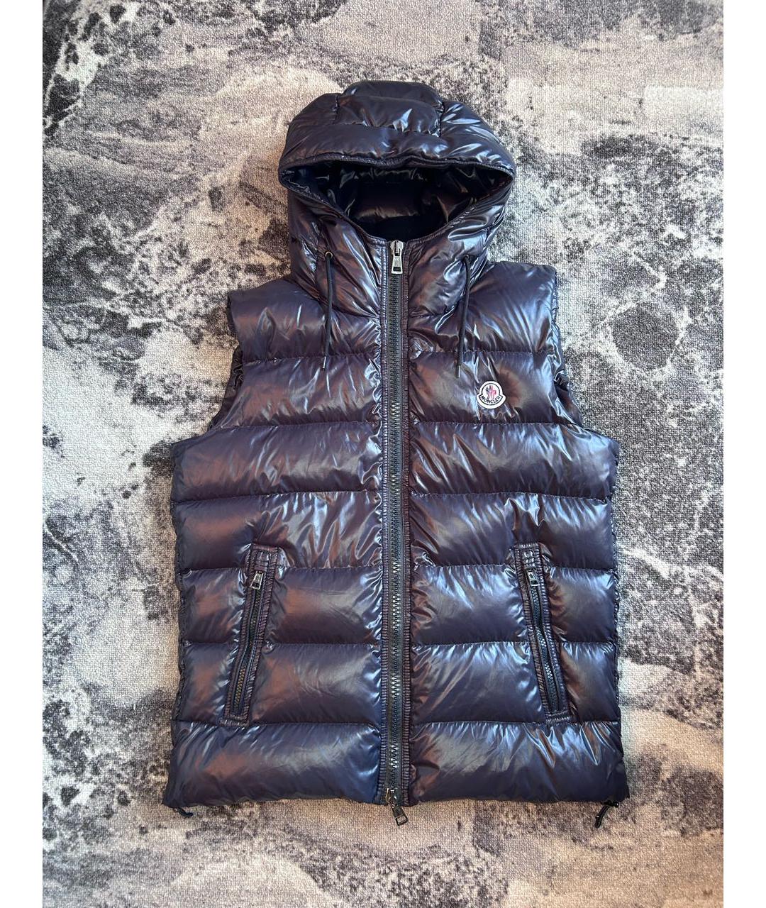 MONCLER Серый полиэстеровый жилет, фото 8