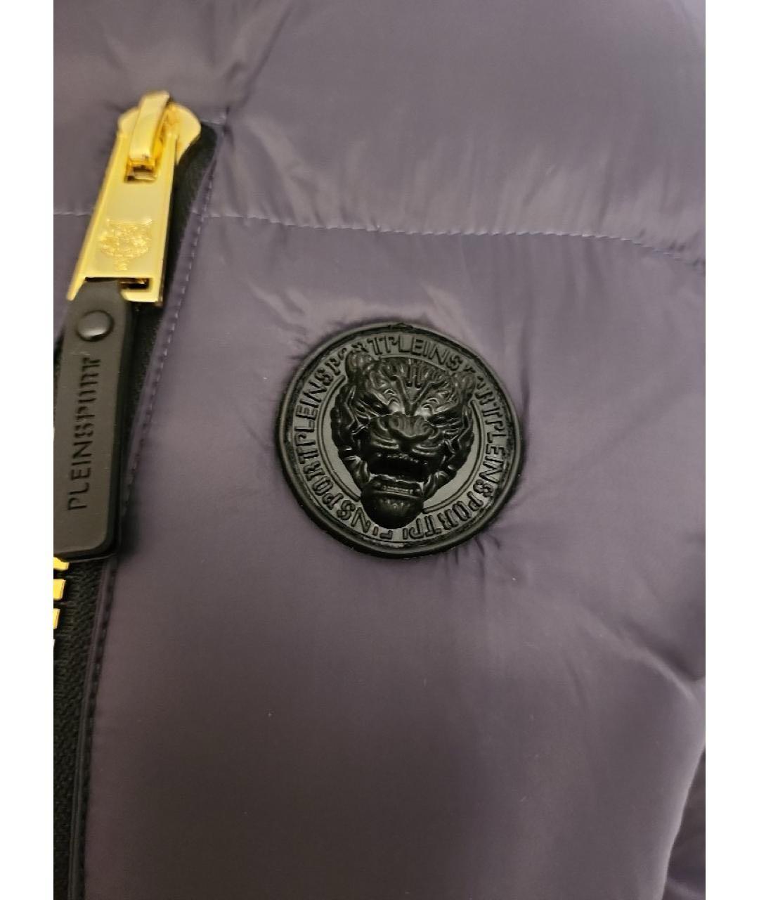 PLEIN SPORT Темно-синий полиэстеровый пуховик, фото 4