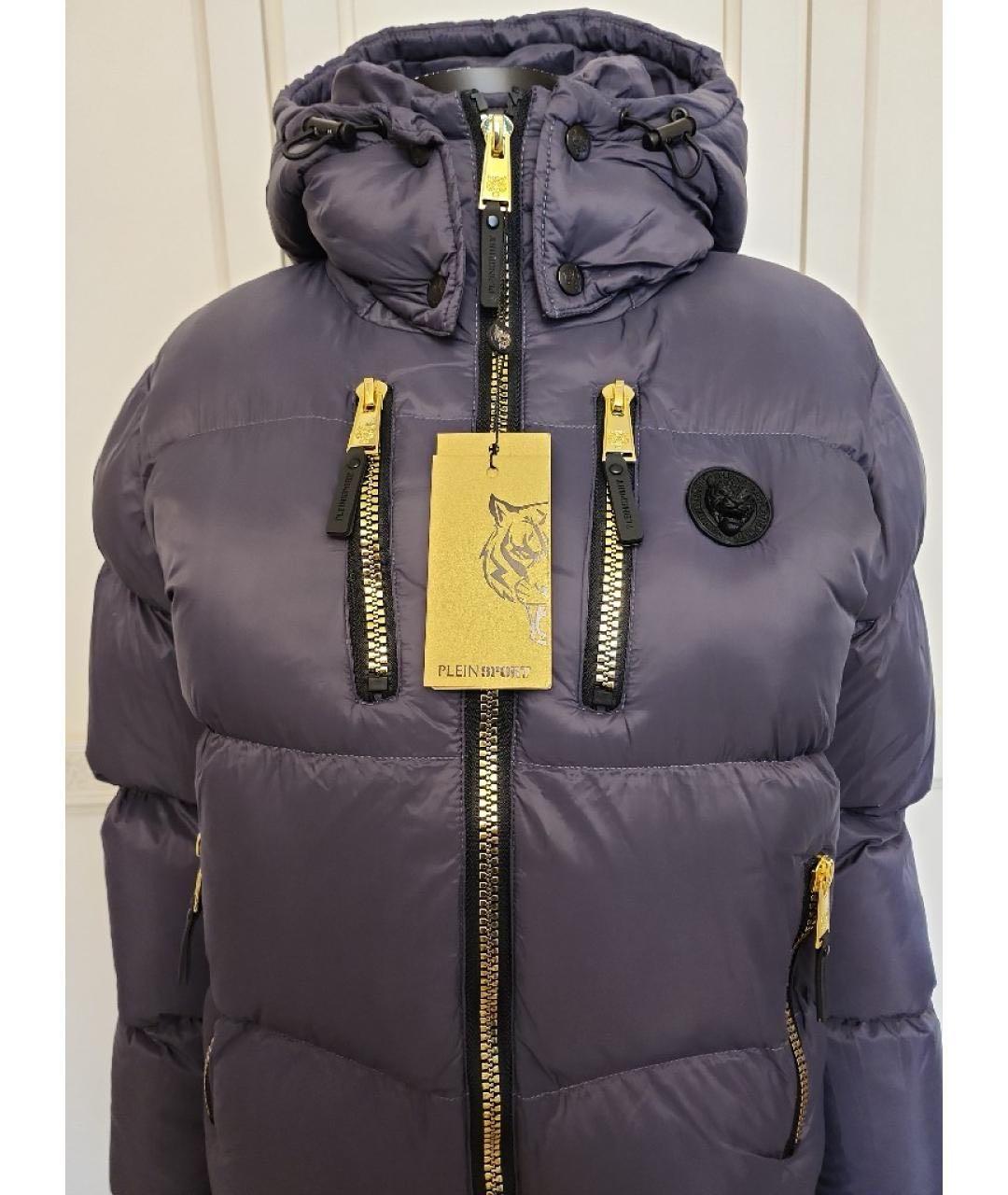 PLEIN SPORT Темно-синий полиэстеровый пуховик, фото 3