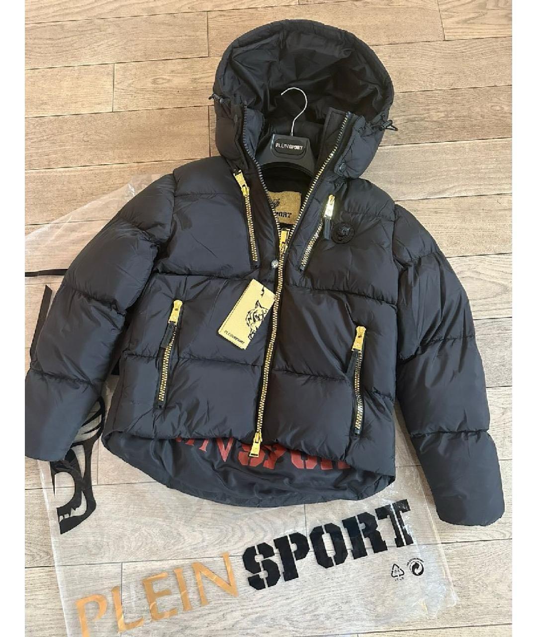 PLEIN SPORT Темно-синий полиэстеровый пуховик, фото 6