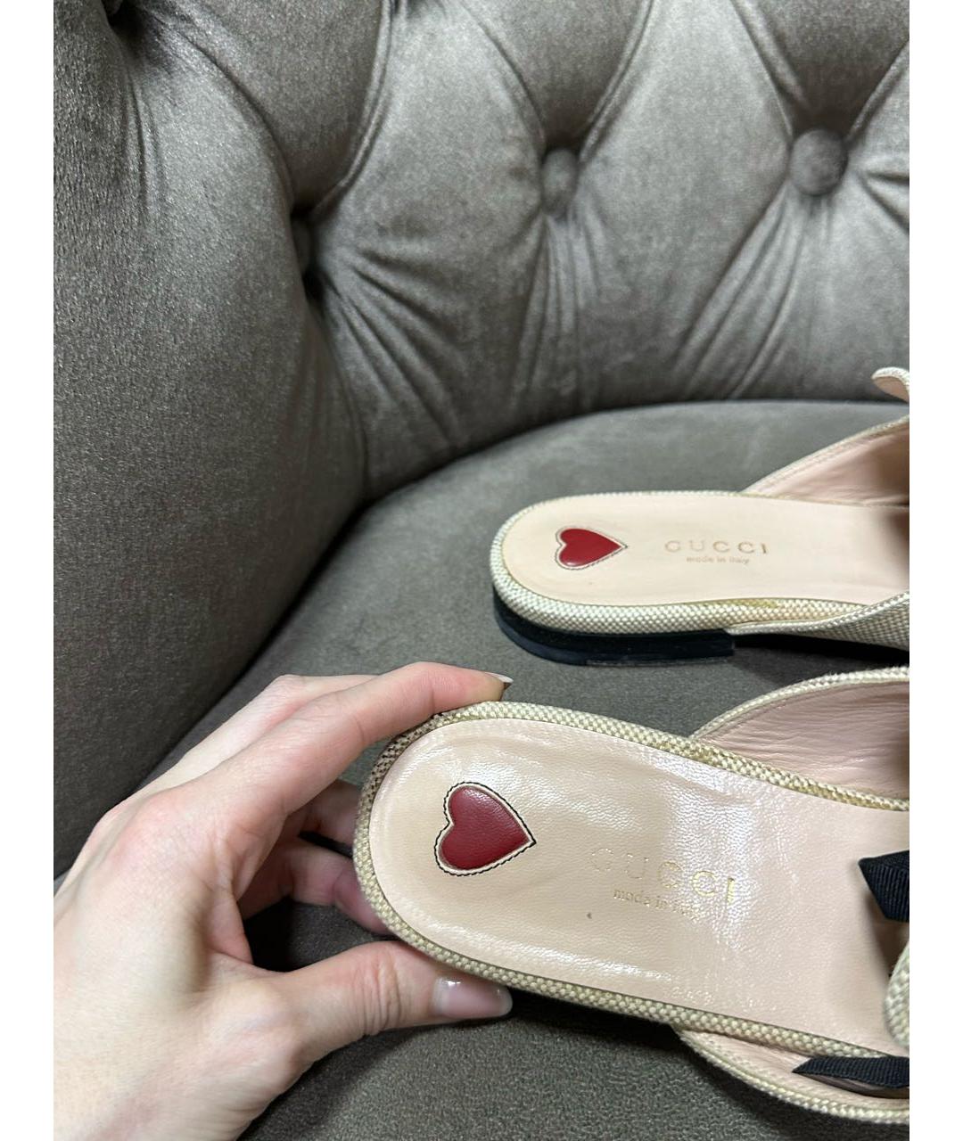 GUCCI Бежевые сабо, фото 6