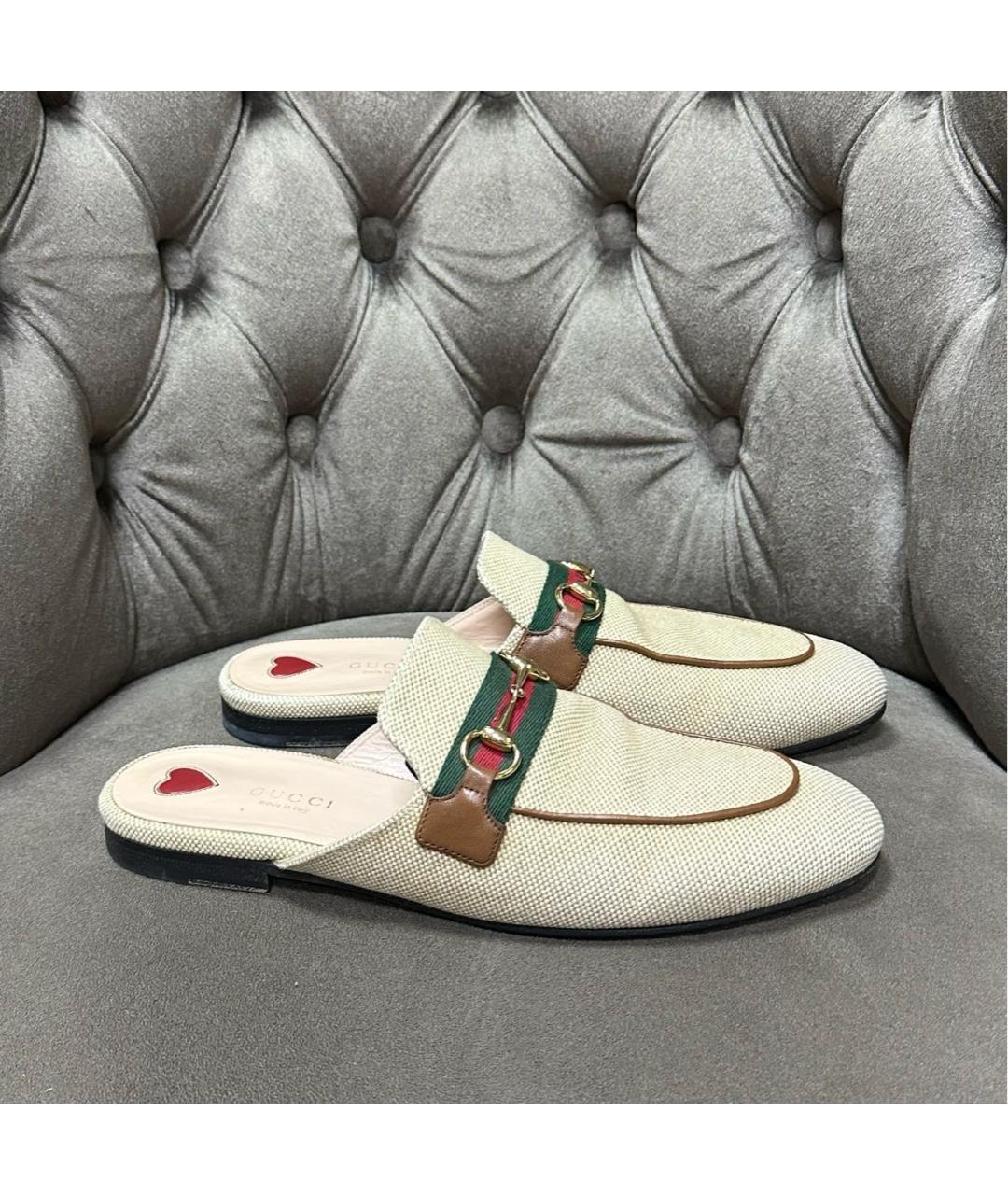 GUCCI Бежевые сабо, фото 8