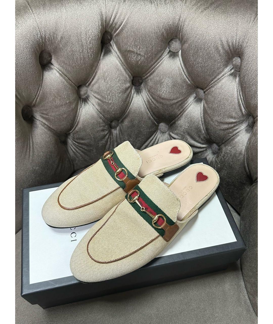 GUCCI Бежевые сабо, фото 4