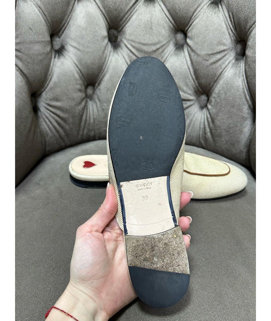 GUCCI Бежевые сабо, фото 7