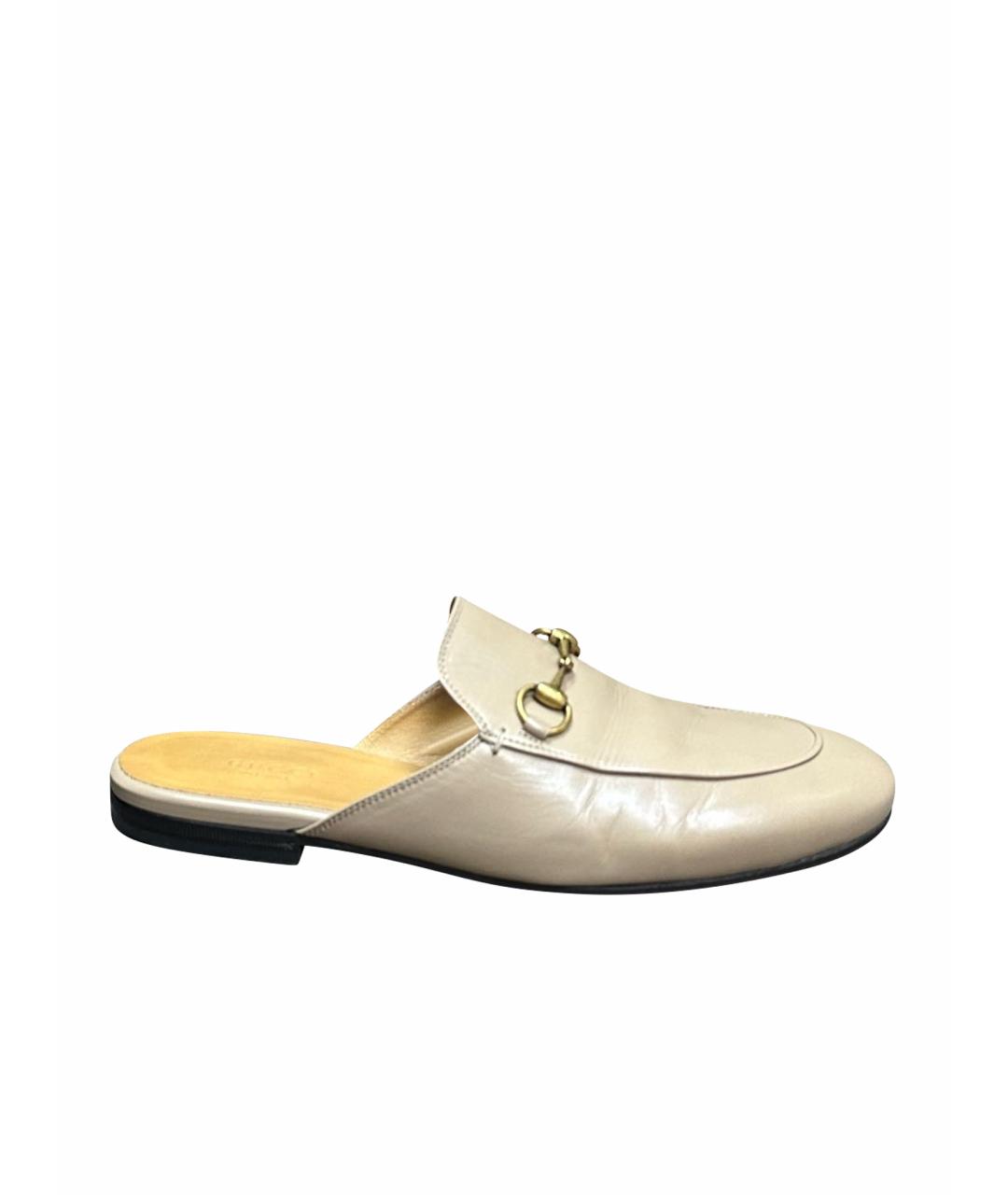 GUCCI Бежевые кожаные сабо, фото 1