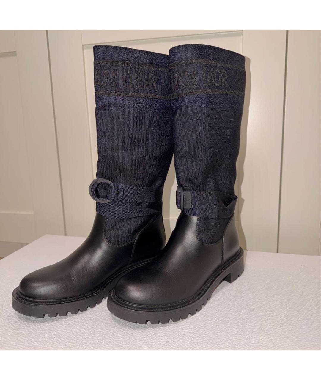 CHRISTIAN DIOR Темно-синие текстильные сапоги, фото 2