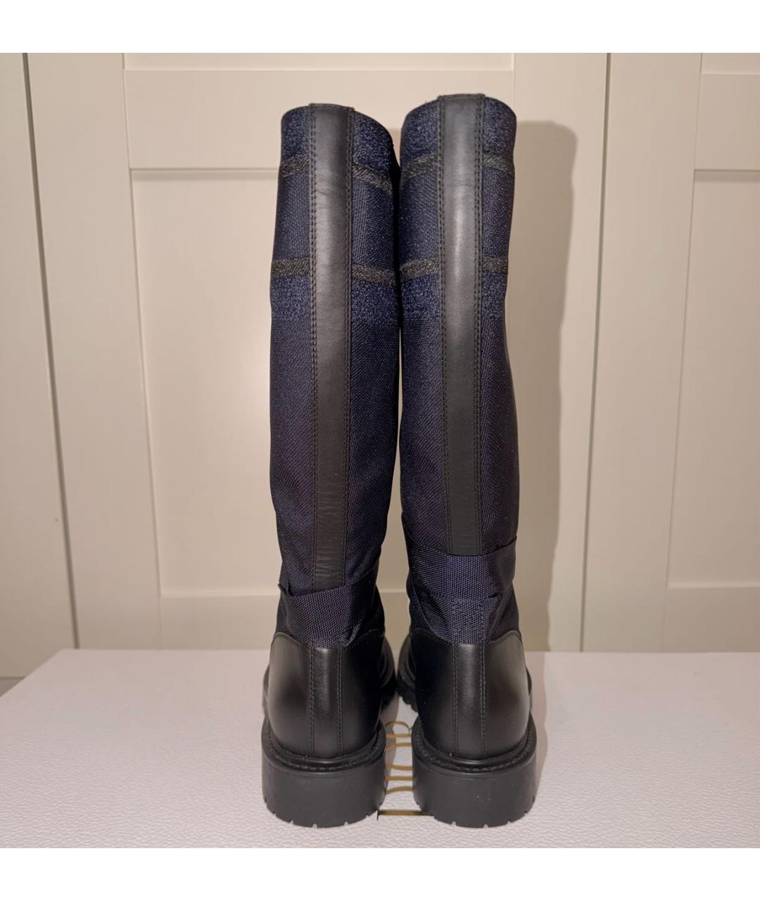 CHRISTIAN DIOR Темно-синие текстильные сапоги, фото 4