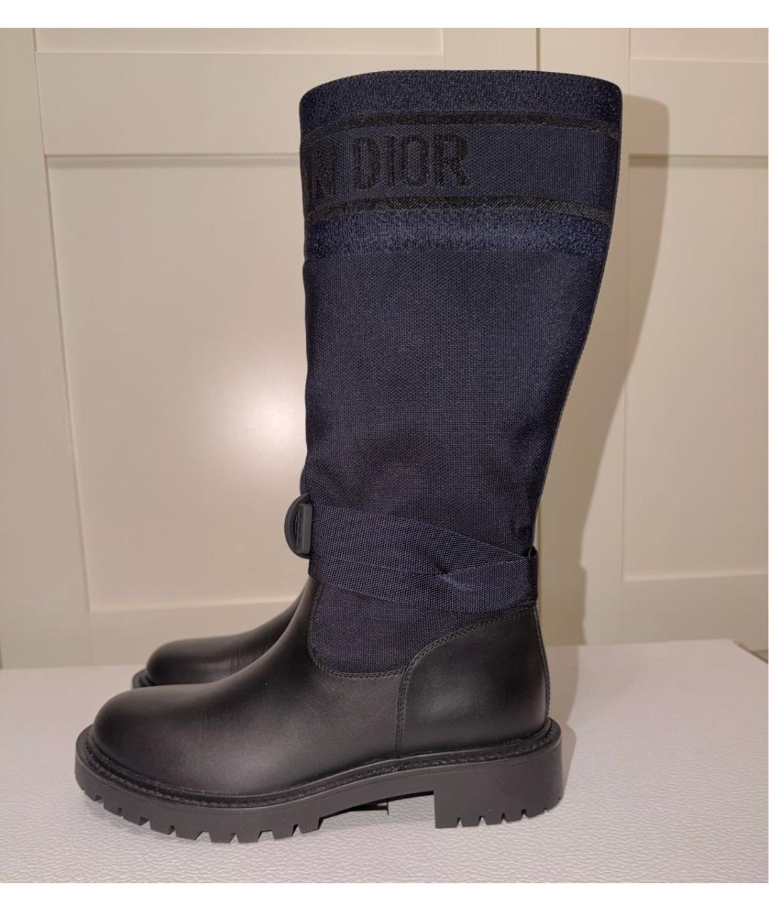 CHRISTIAN DIOR Темно-синие текстильные сапоги, фото 8