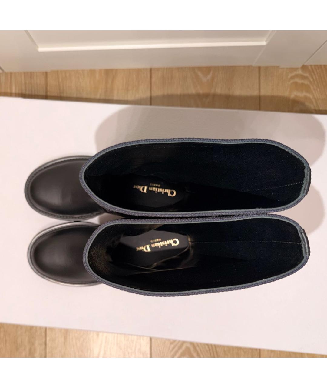 CHRISTIAN DIOR Темно-синие текстильные сапоги, фото 5