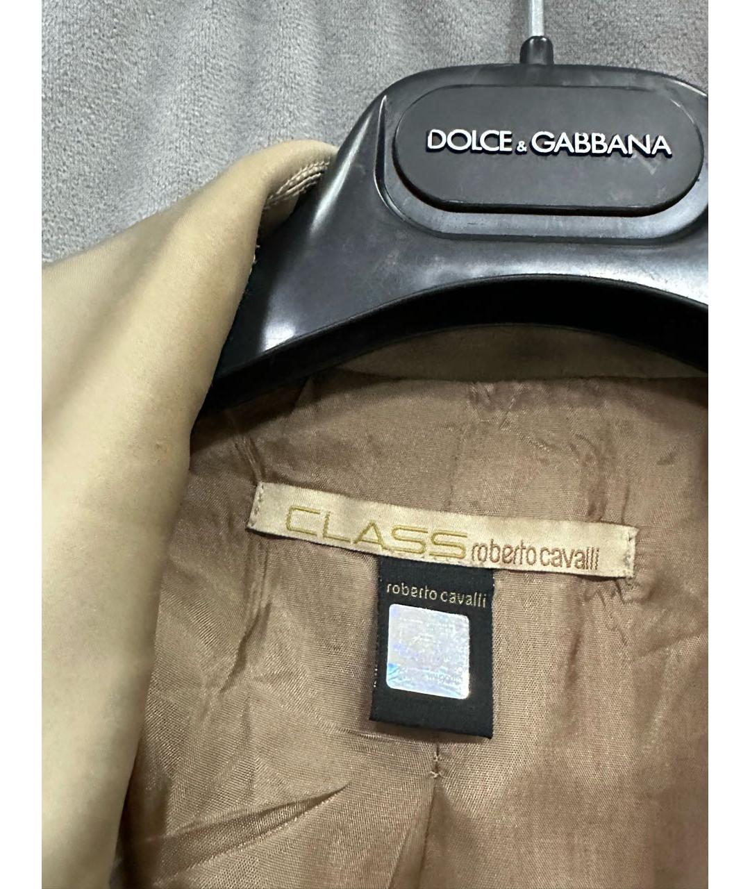 CAVALLI CLASS Золотой вискозный тренч/плащ, фото 3