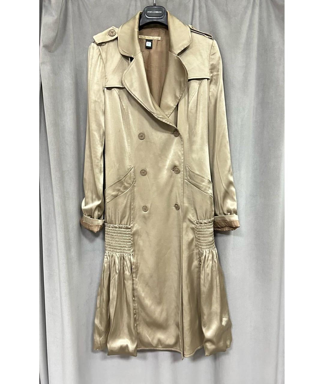 CAVALLI CLASS Золотой вискозный тренч/плащ, фото 7