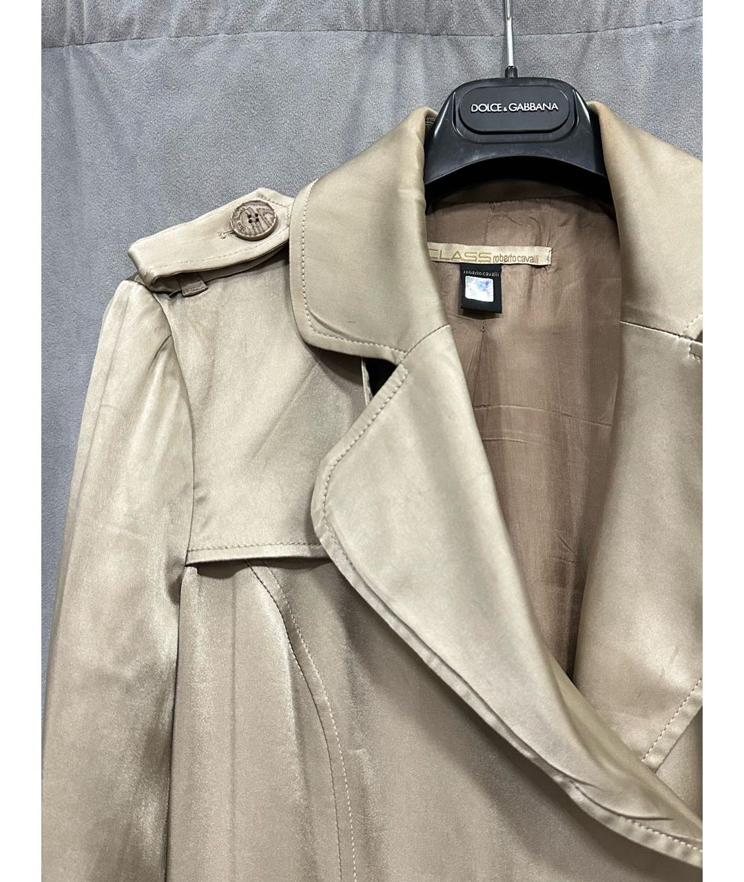 CAVALLI CLASS Золотой вискозный тренч/плащ, фото 2