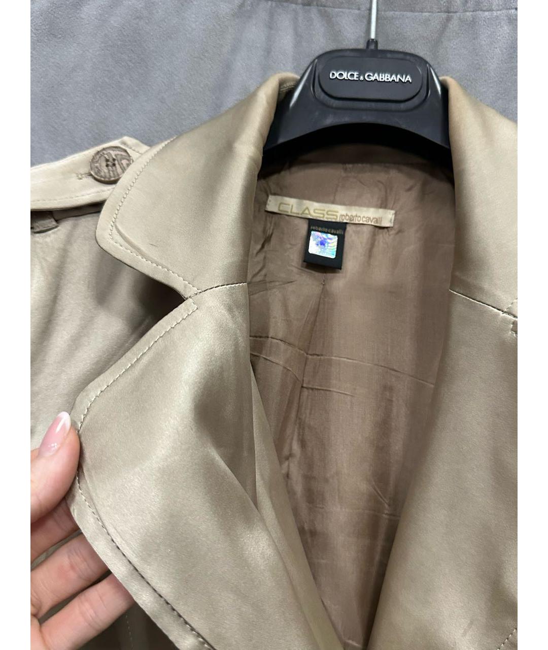 CAVALLI CLASS Золотой вискозный тренч/плащ, фото 4