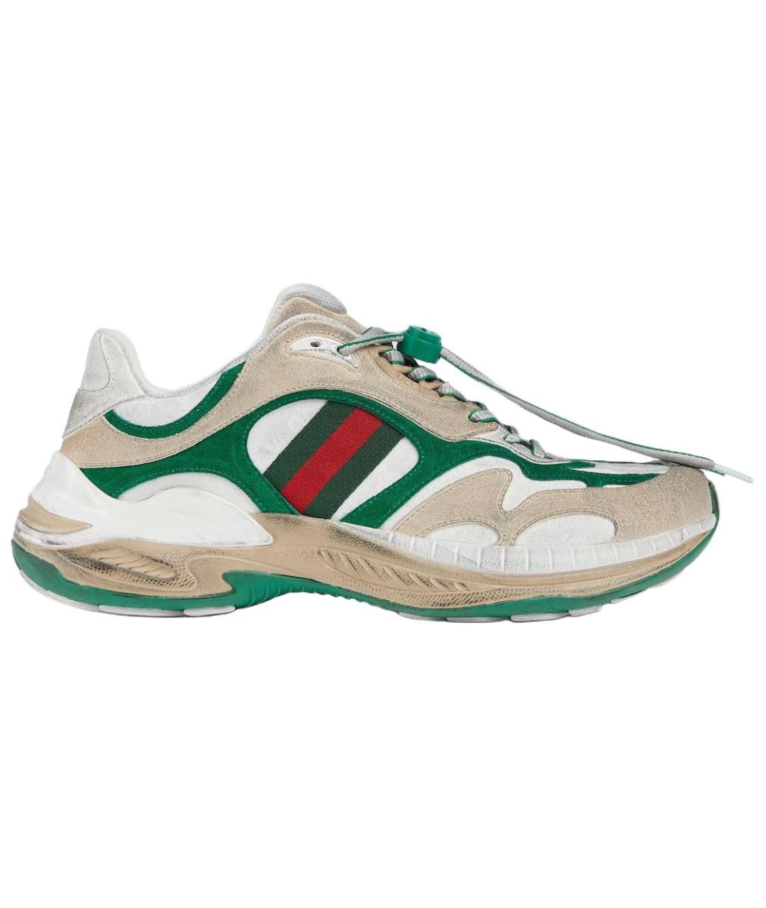 GUCCI Зеленые текстильные низкие кроссовки / кеды, фото 1