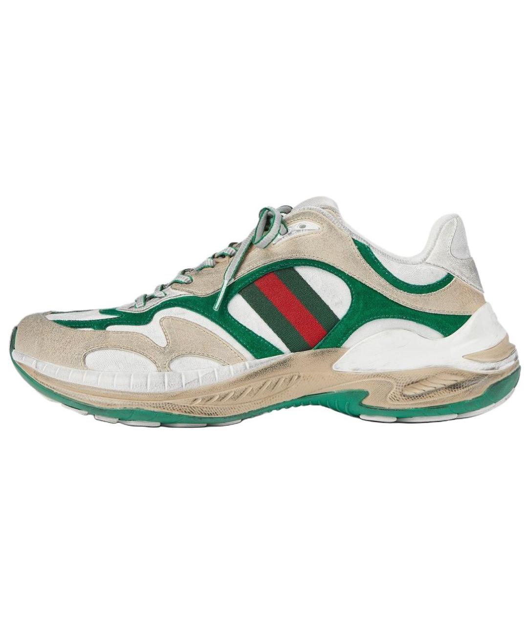 GUCCI Зеленые текстильные низкие кроссовки / кеды, фото 2