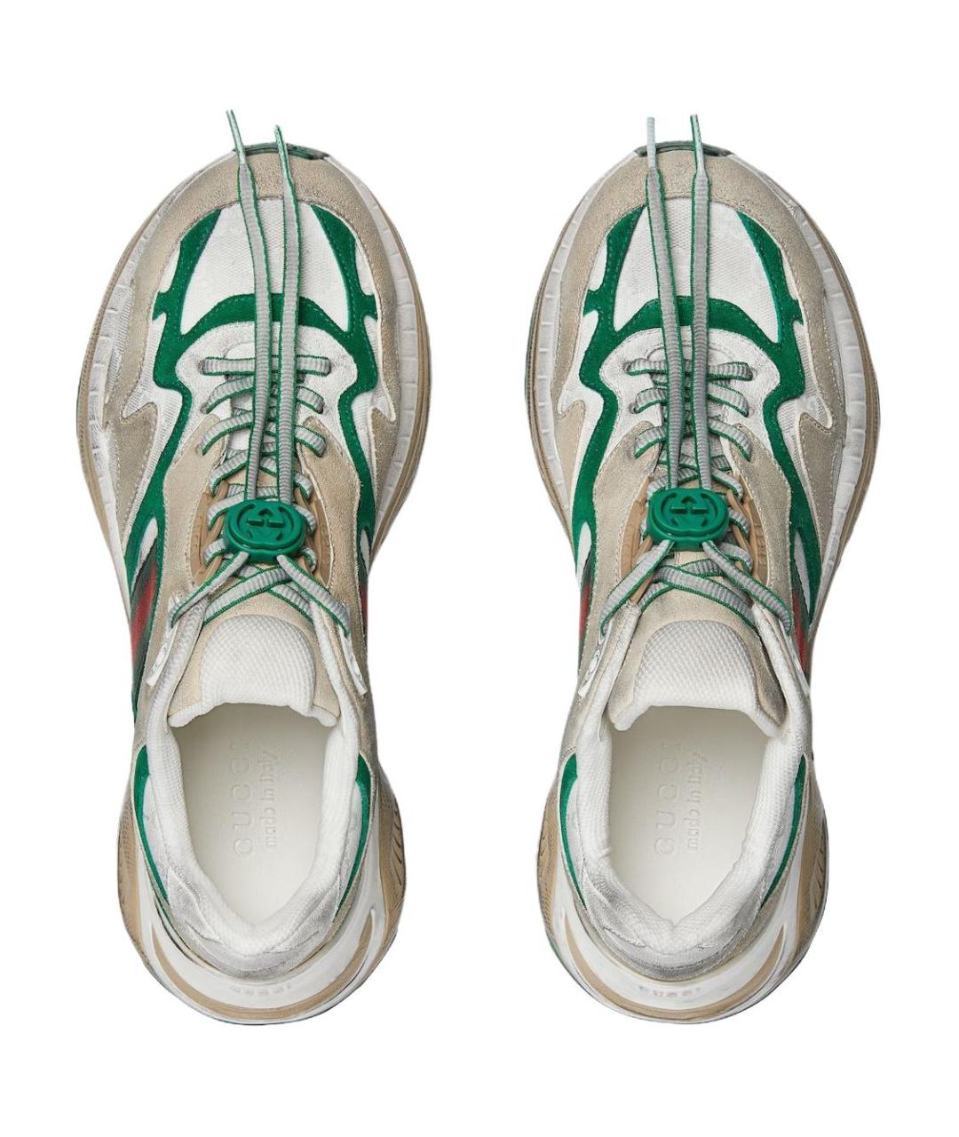 GUCCI Зеленые текстильные низкие кроссовки / кеды, фото 4