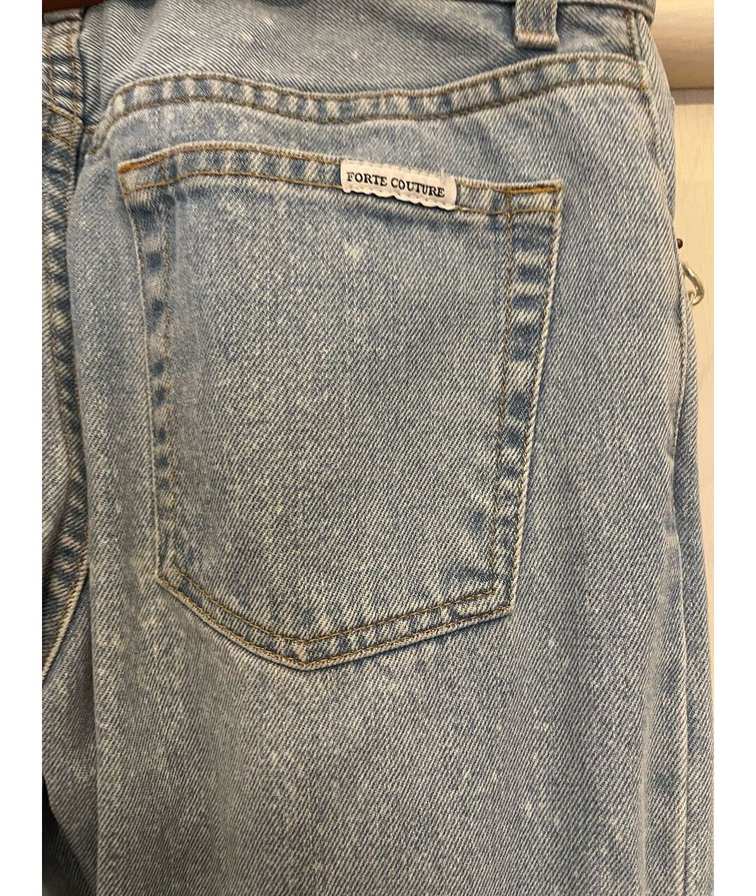 FORTE COUTURE Голубые хлопковые прямые джинсы, фото 4