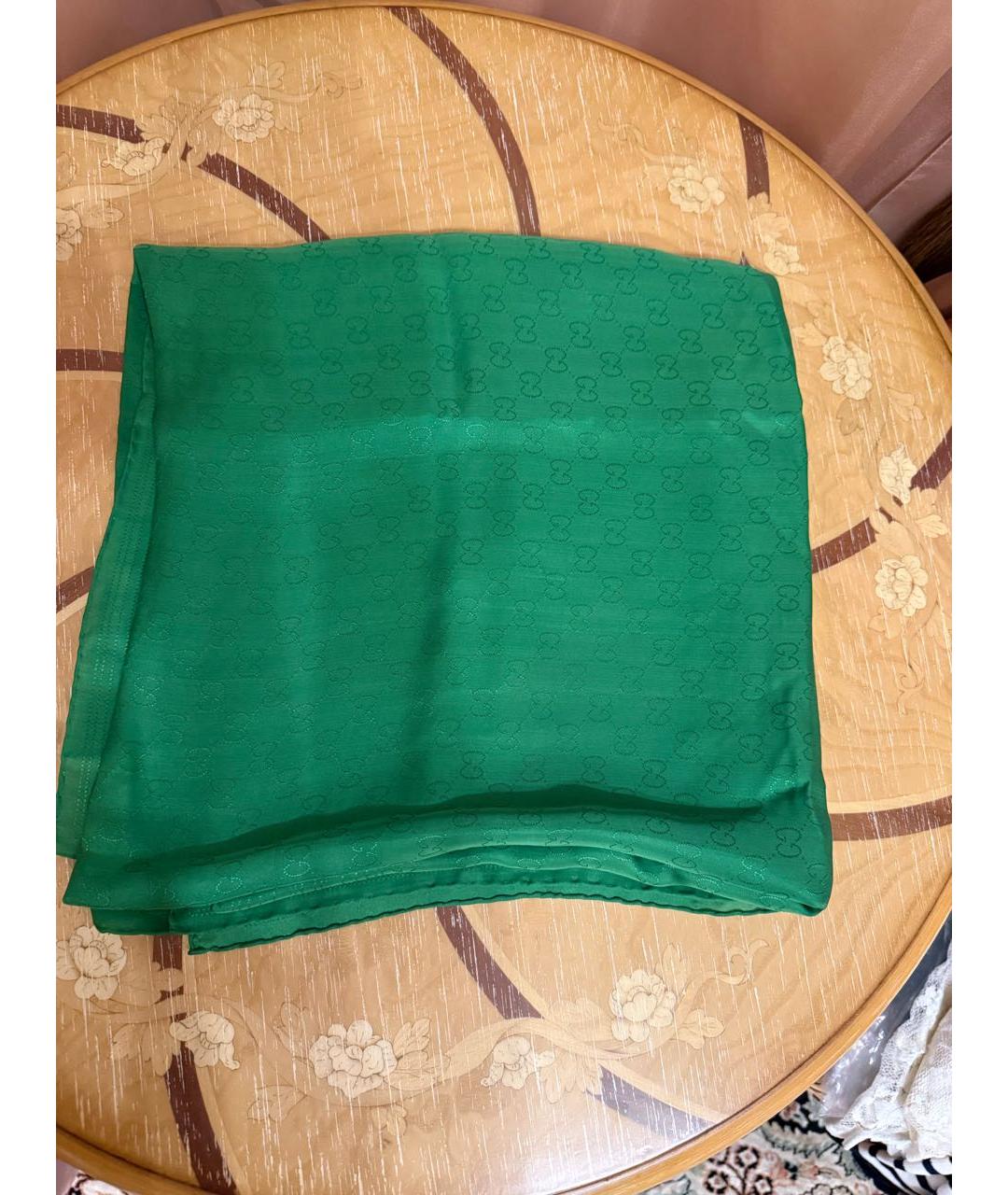 GUCCI Зеленый шелковый платок, фото 4