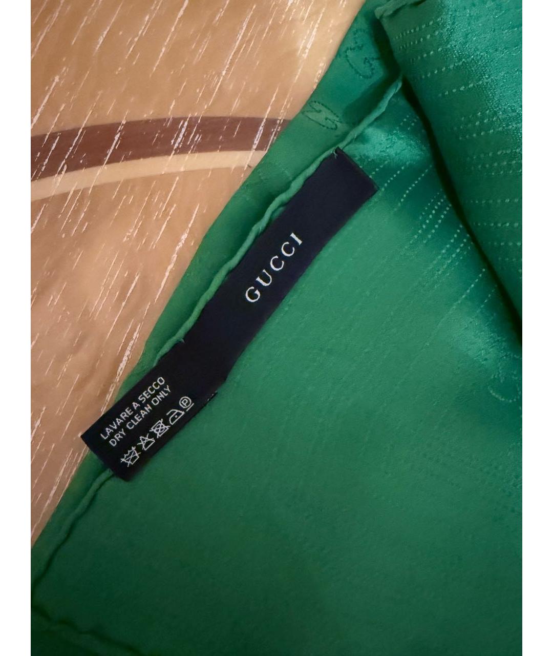 GUCCI Зеленый шелковый платок, фото 3