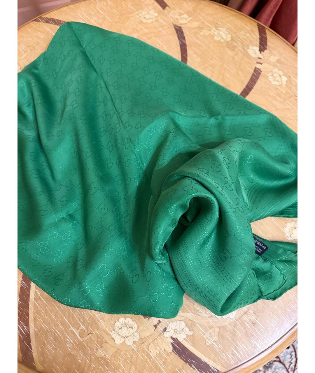 GUCCI Зеленый шелковый платок, фото 2