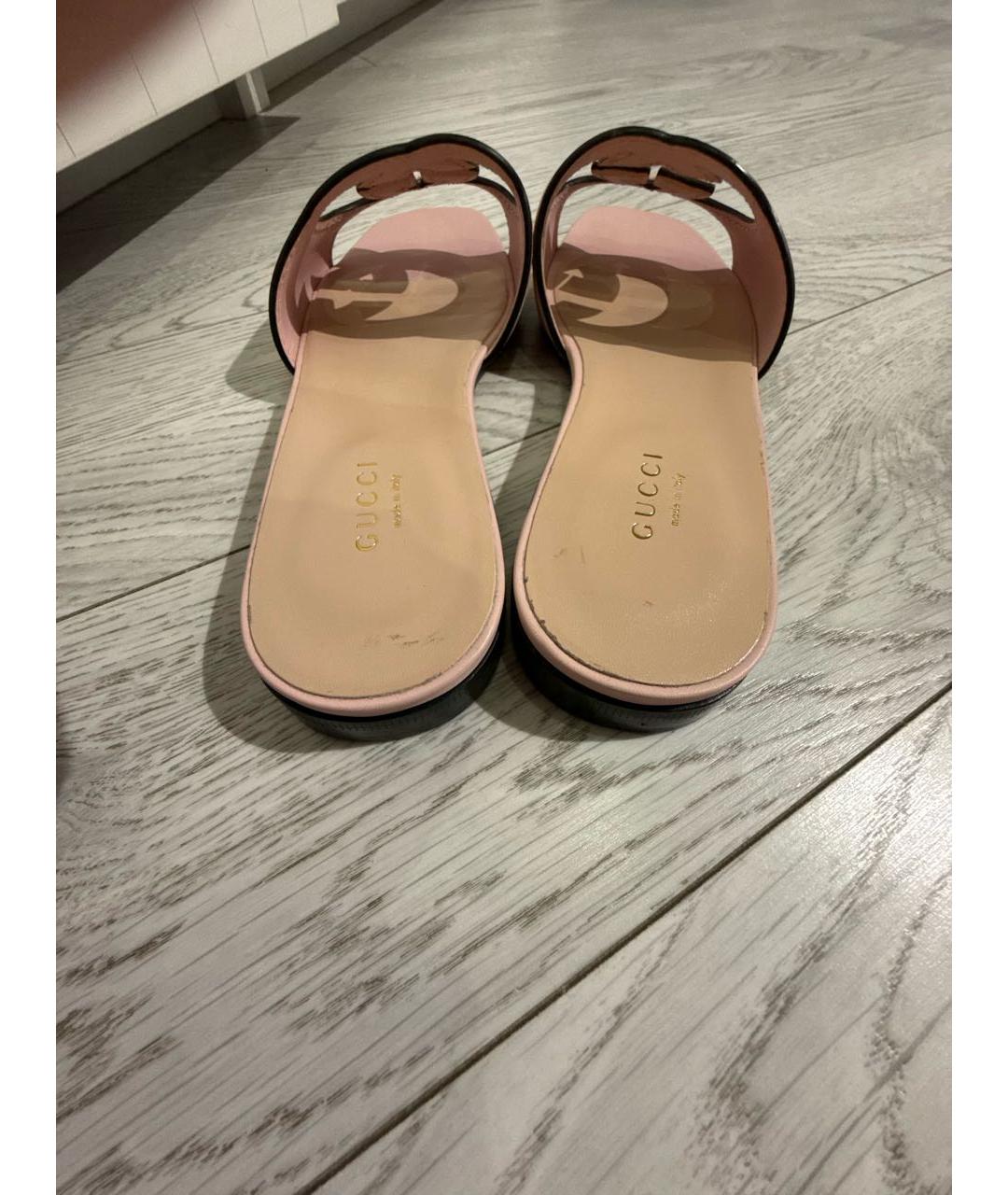 GUCCI Розовые кожаные шлепанцы, фото 4