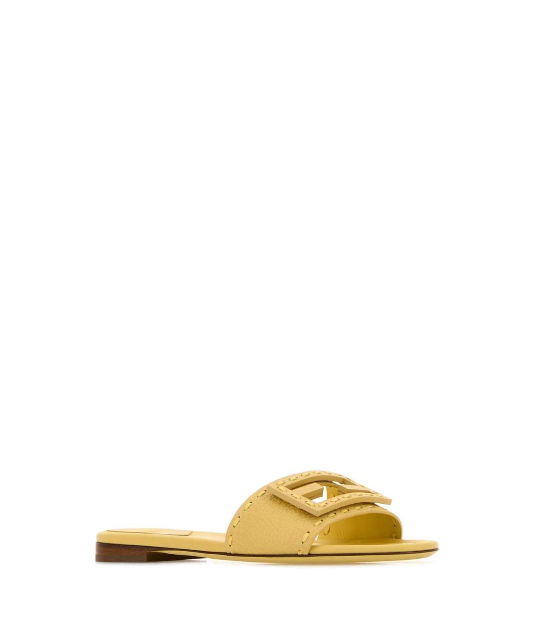 FENDI Желтые кожаные сандалии, фото 2