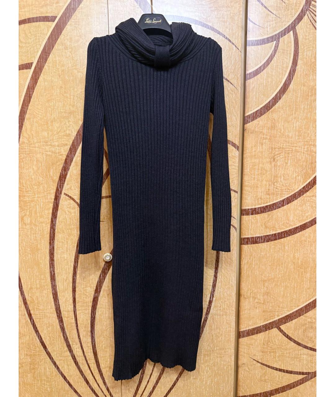 JEAN PAUL GAULTIER Антрацитовое шерстяное повседневное платье, фото 7