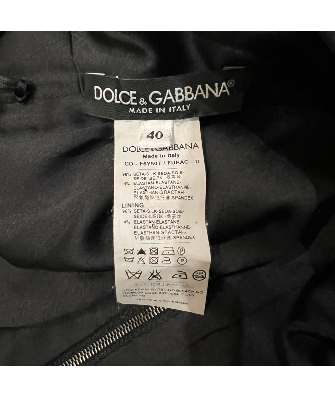 DOLCE&GABBANA Черное шелковое коктейльное платье, фото 5