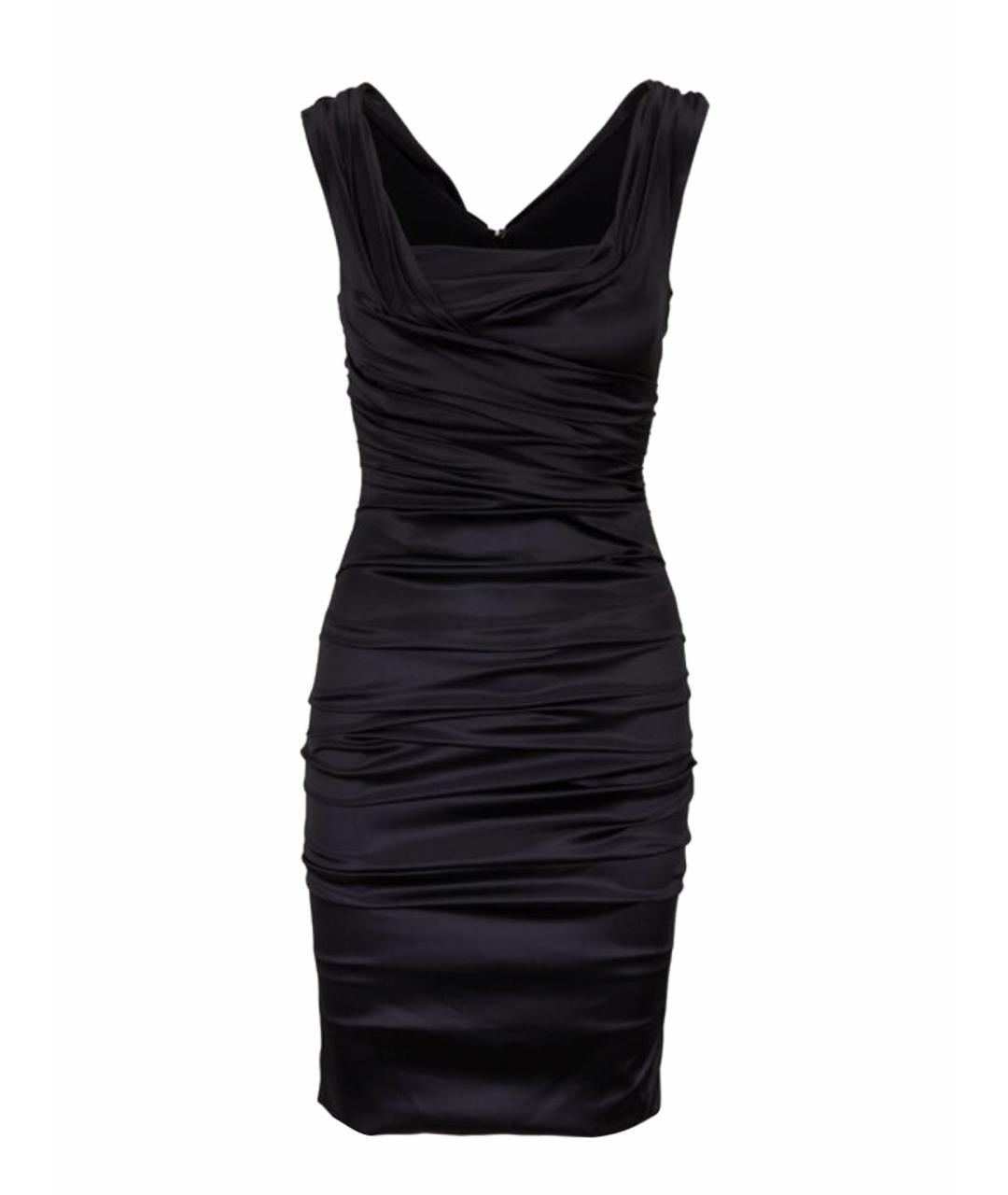 DOLCE&GABBANA Черное шелковое коктейльное платье, фото 1