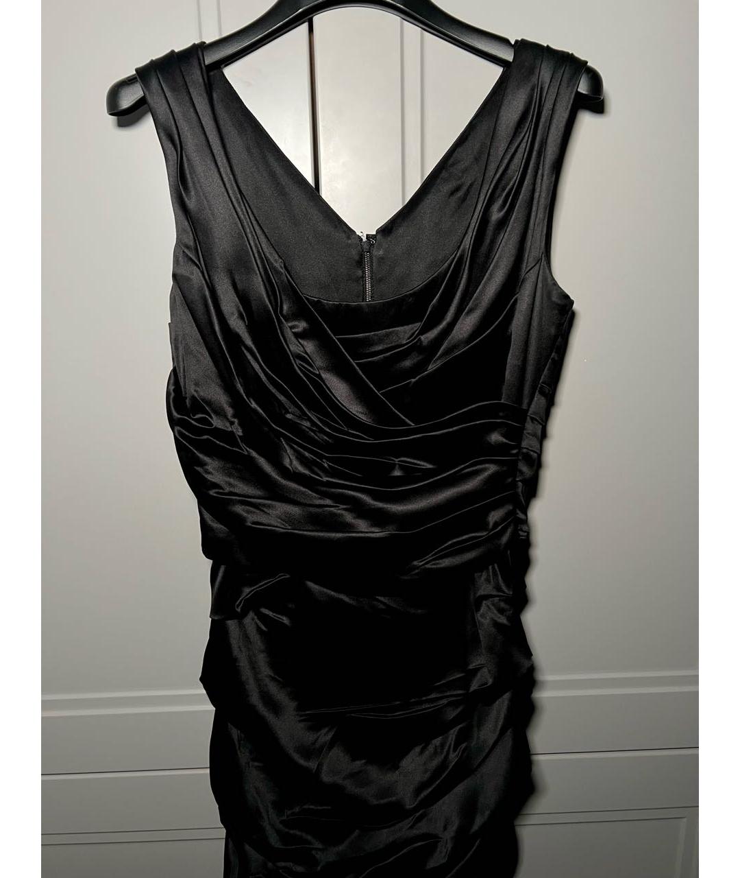 DOLCE&GABBANA Черное шелковое коктейльное платье, фото 3
