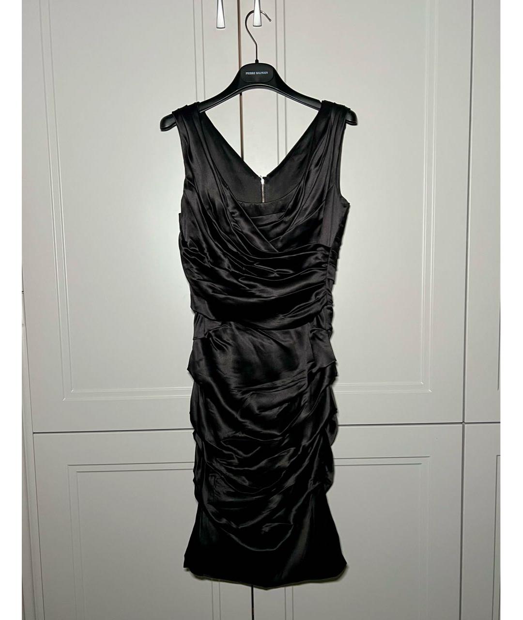 DOLCE&GABBANA Черное шелковое коктейльное платье, фото 2