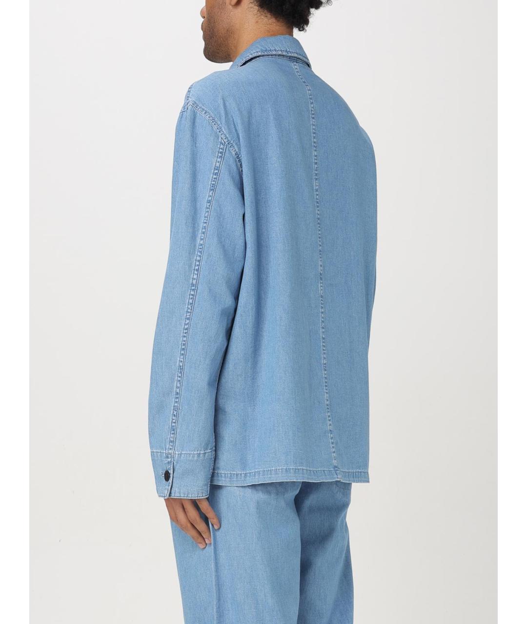 EMPORIO ARMANI Синяя хлопковая кэжуал рубашка, фото 3