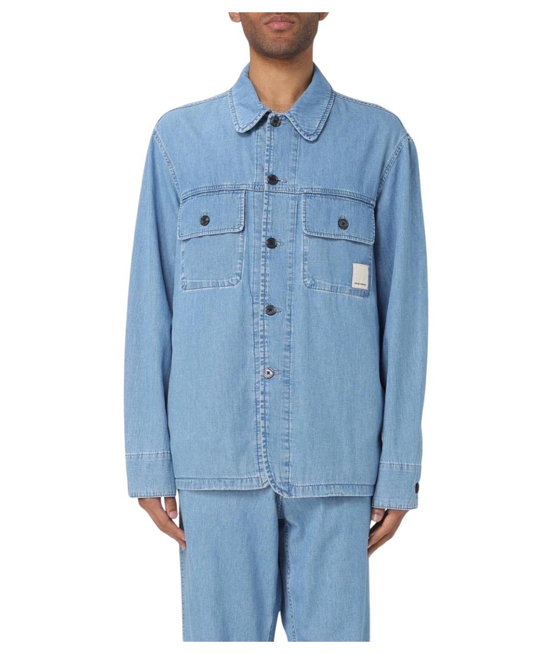 EMPORIO ARMANI Синяя хлопковая кэжуал рубашка, фото 1