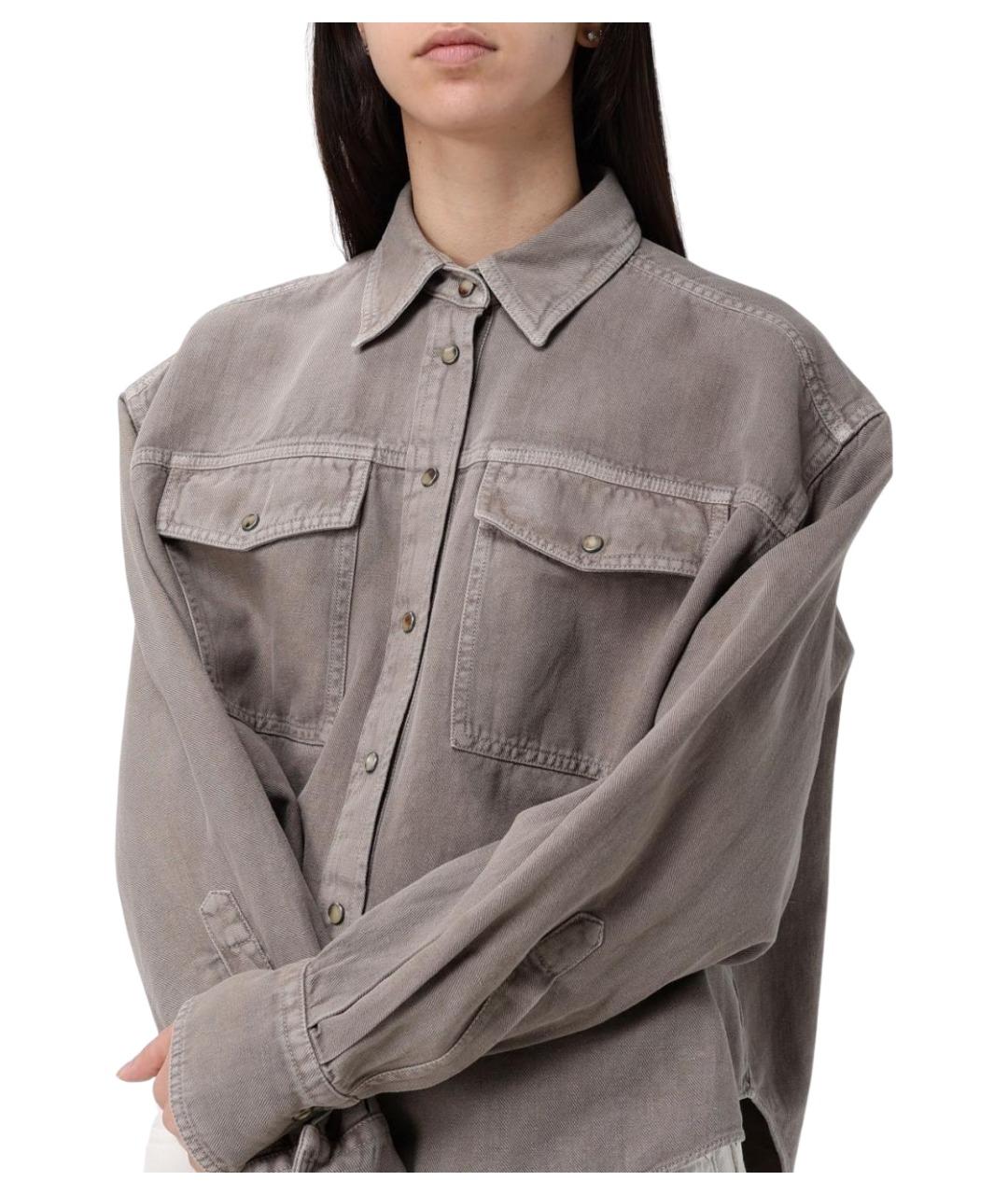 BRUNELLO CUCINELLI Коричневая хлопковая рубашка, фото 5