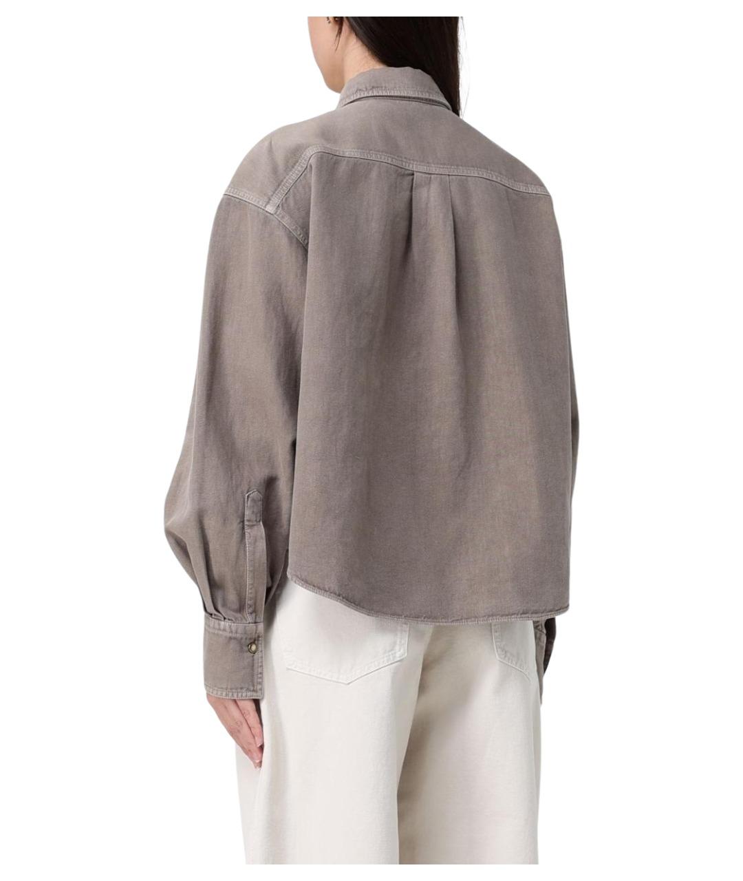 BRUNELLO CUCINELLI Коричневая хлопковая рубашка, фото 3