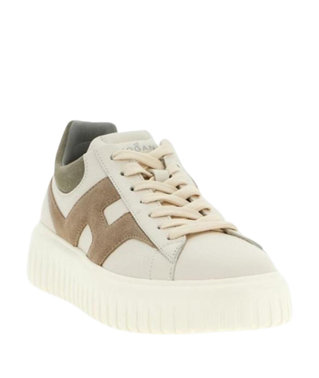 HOGAN Бежевые кожаные низкие кроссовки / кеды, фото 2