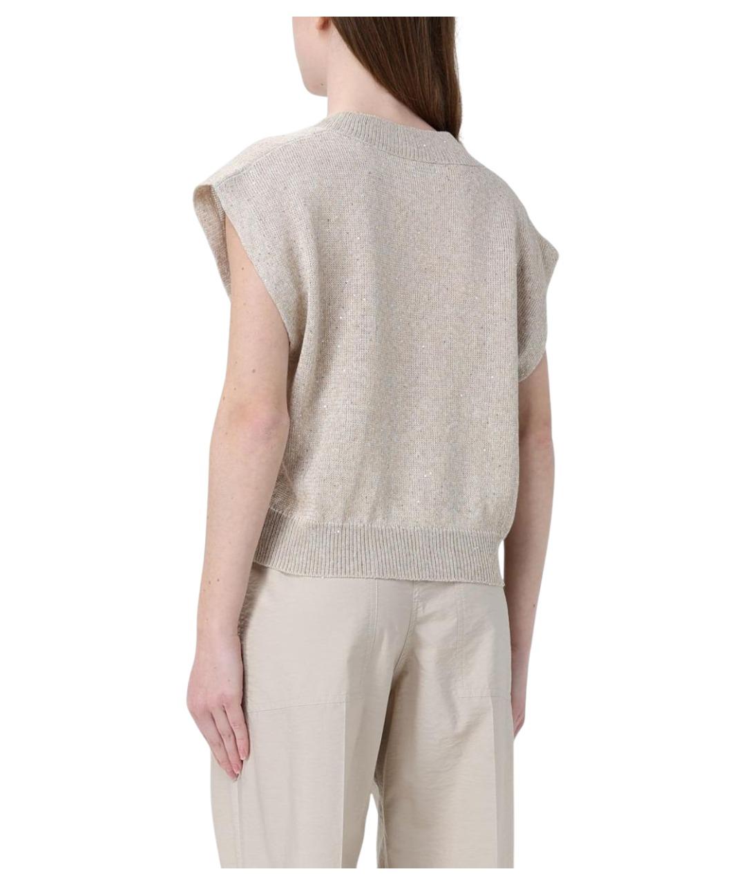 BRUNELLO CUCINELLI Бежевая льняная жилетка, фото 3