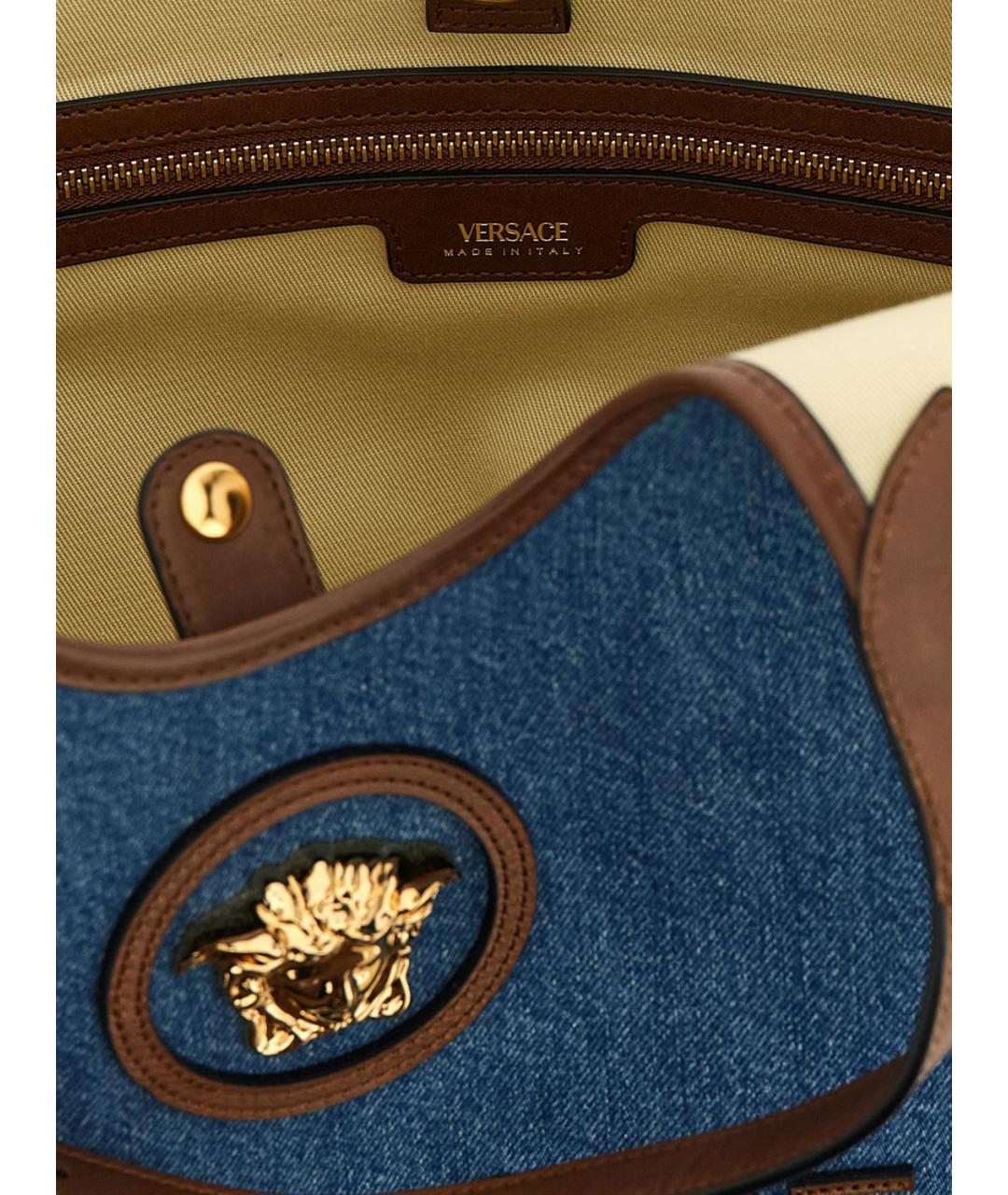 VERSACE Синяя хлопковая сумка тоут, фото 4