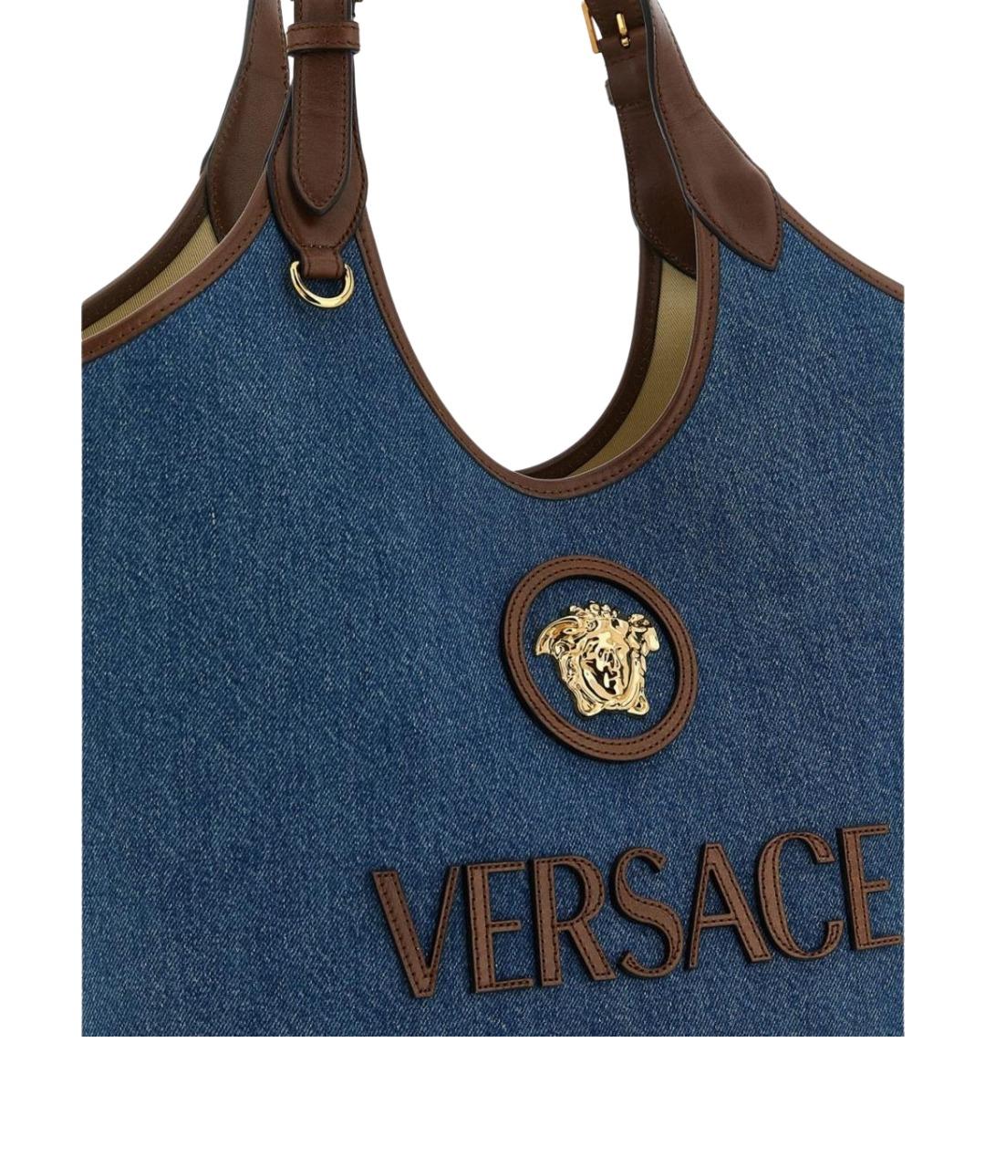 VERSACE Синяя хлопковая сумка тоут, фото 3
