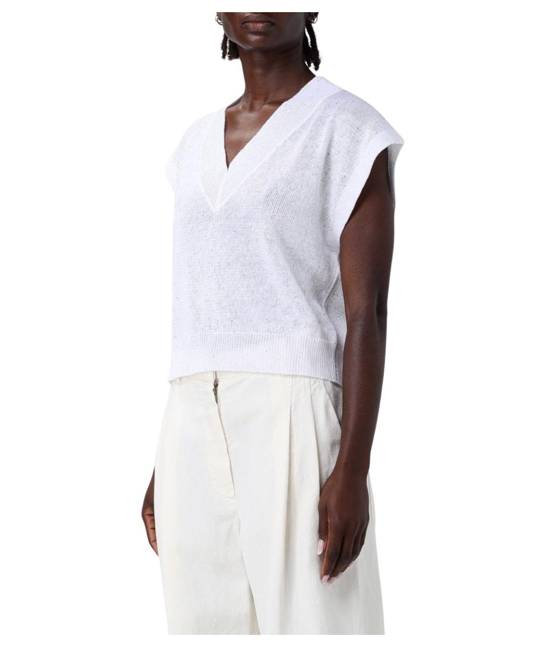 BRUNELLO CUCINELLI Белая льняная футболка, фото 4