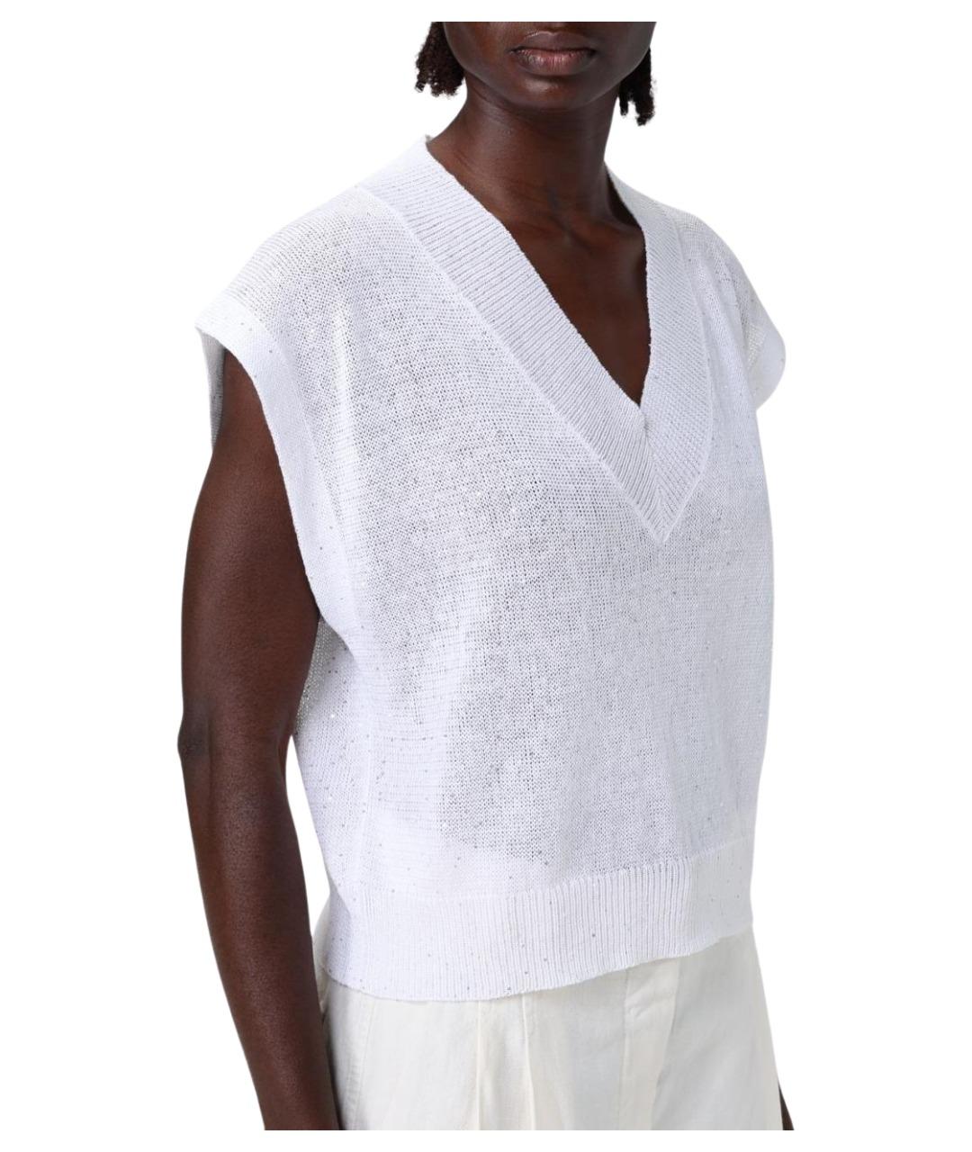 BRUNELLO CUCINELLI Белая льняная футболка, фото 5